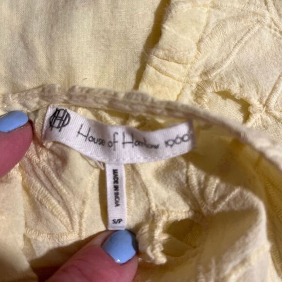 House of  Harlow yellow eyelet cropped tank - S - Picture 6 of 9